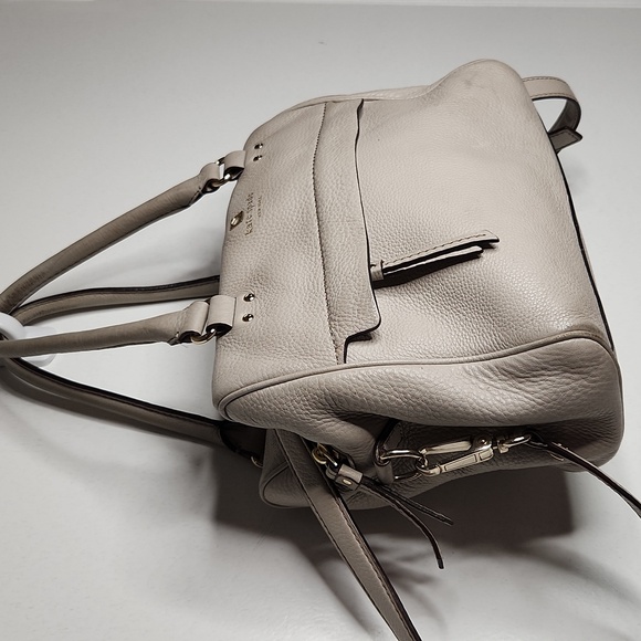 Kate Spade Lt. Gray/Gold leather medium xbody satchel. Preloved item sold as is - Picture 2 of 12